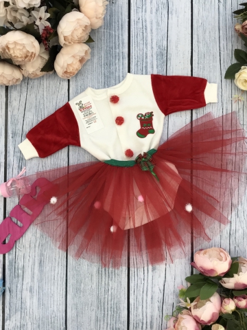 243-К. И.Боди с юбкой, хлопок 100% интерлок, красный 62,68,74.80