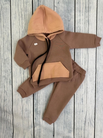 296-РАЗ. Худи +Брюки детские, хлопок 65%, 35%  ПЭ, 3-х нитка (начес) разноцветный 80,86,92